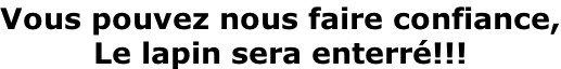 Vous pouvez nous faire confiance, Le lapin sera enterré!!!